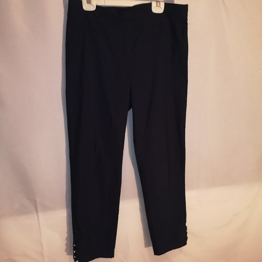 Retrology Ladies Size Medium Navy Straight Leg Pull On Style Pants